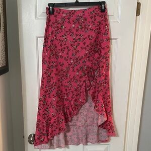 SHEIN Pink Floral High-Low Skirt